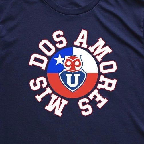 Polera azul U. de Chile Mis Dos Amores detalle | Poleras de la U