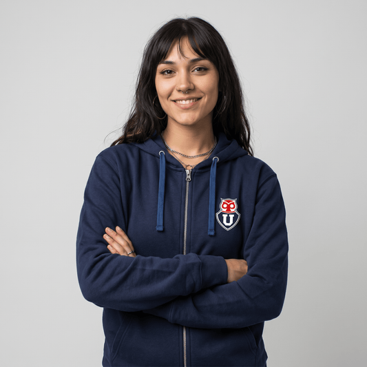 Polerón con Cierre U. de Chile (AZUL) - ESCUDO U. DE CHILE - Poleras de la U