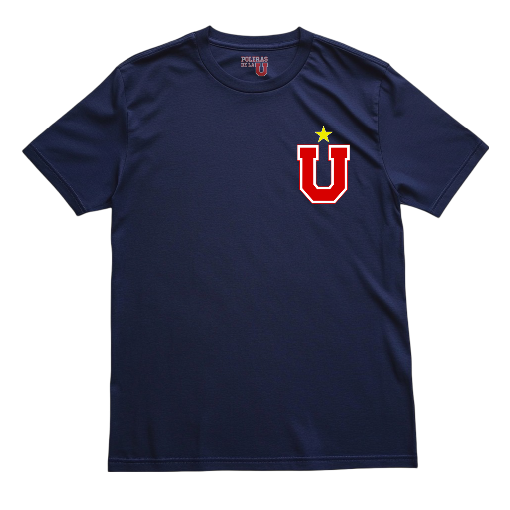 Polera U. de Chile (AZUL) - LA "U" (en el corazón + Estrella)