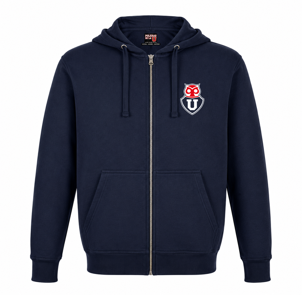 Polerón con Cierre U. de Chile (AZUL) - ESCUDO U. DE CHILE