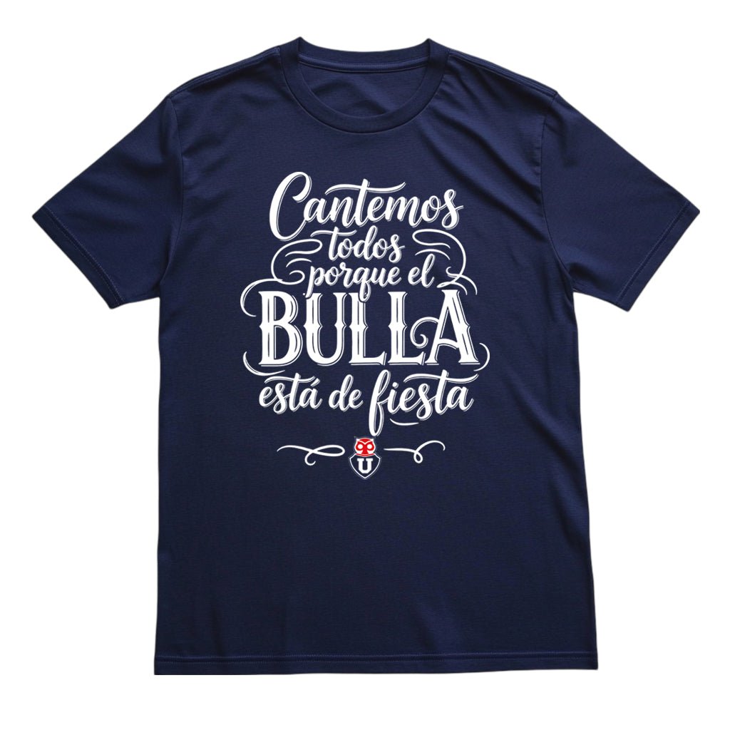 Polera azul U. de Chile El Bulla Está de Fiesta | Poleras de la U