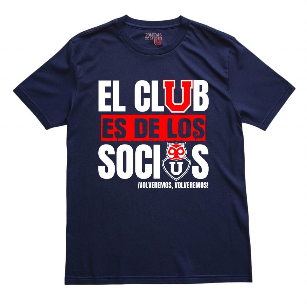 Polera azul U. de Chile El Club es de los Socios | Poleras de la U