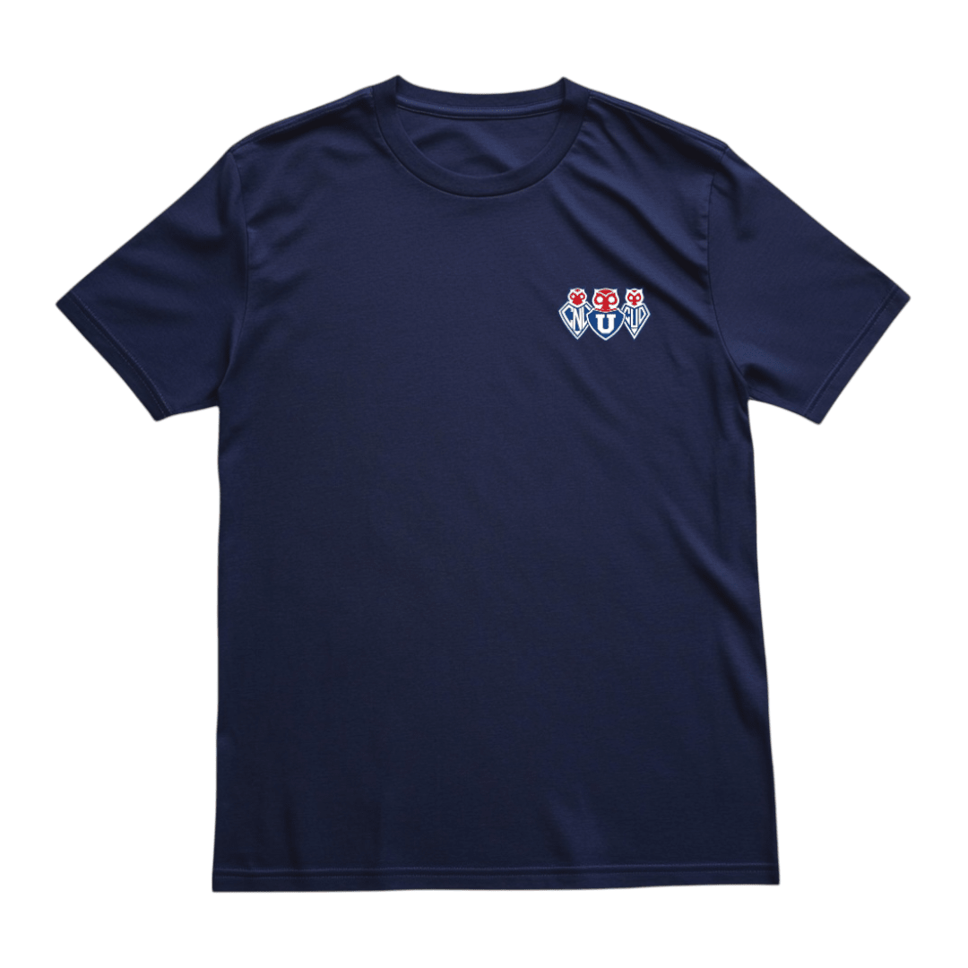 Polera azul U. de Chile Logos Históricos Pecho | Poleras de la U