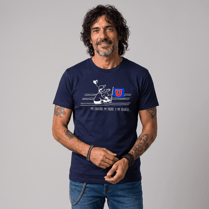 Polera U. de Chile (AZUL) - ME ENSEÑÓ MI PADRE Y MI ABUELO - Poleras de la U