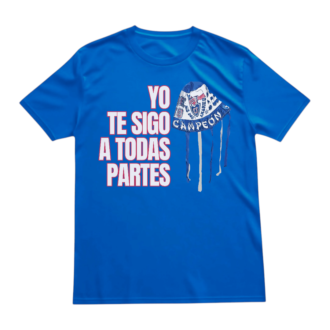 Polera azul rey U. de Chile Yo te Sigo a Todas Partes | Poleras de la U