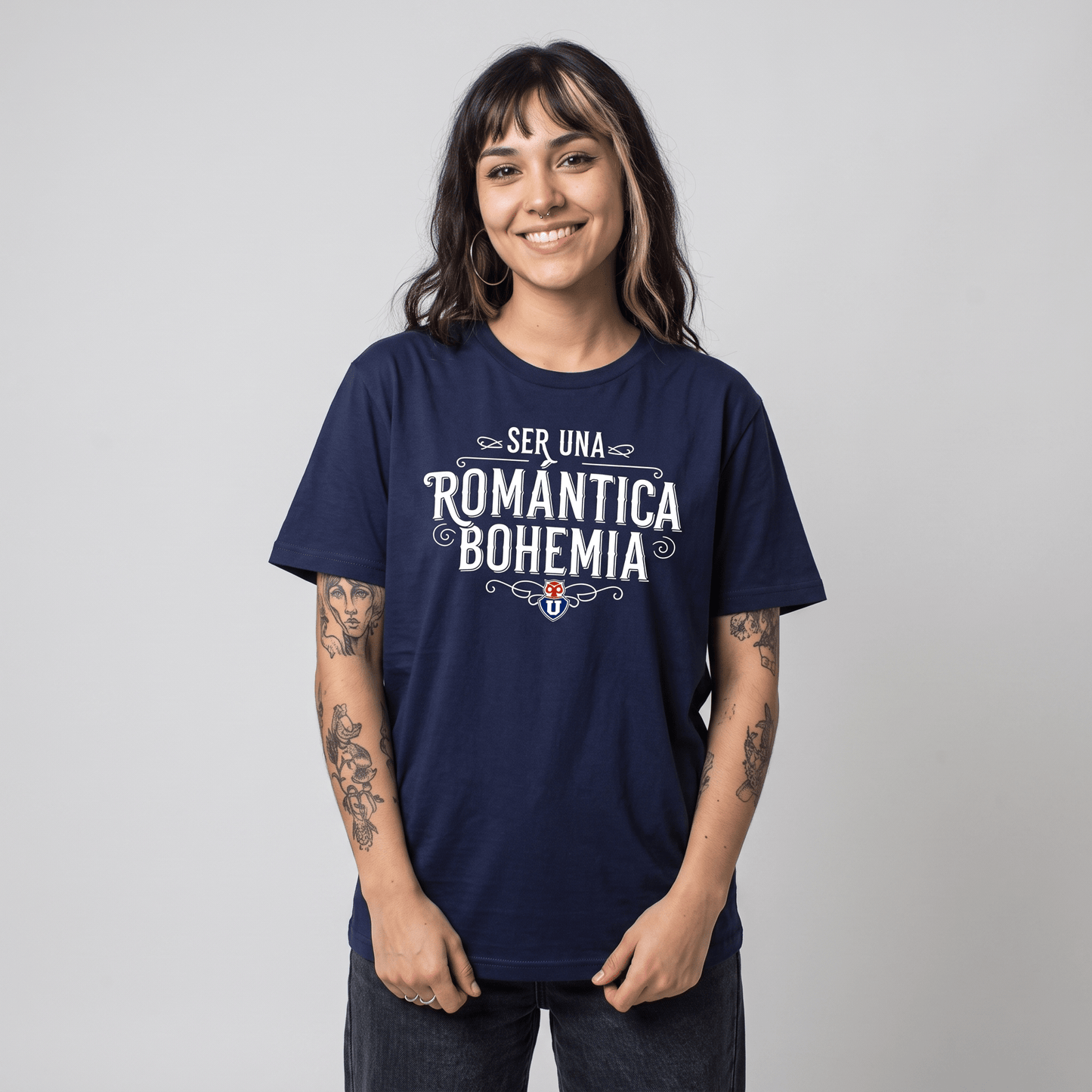 Polera U. de Chile (AZUL) - ROMÁNTICA BOHEMIA (Mujer) - Poleras de la U