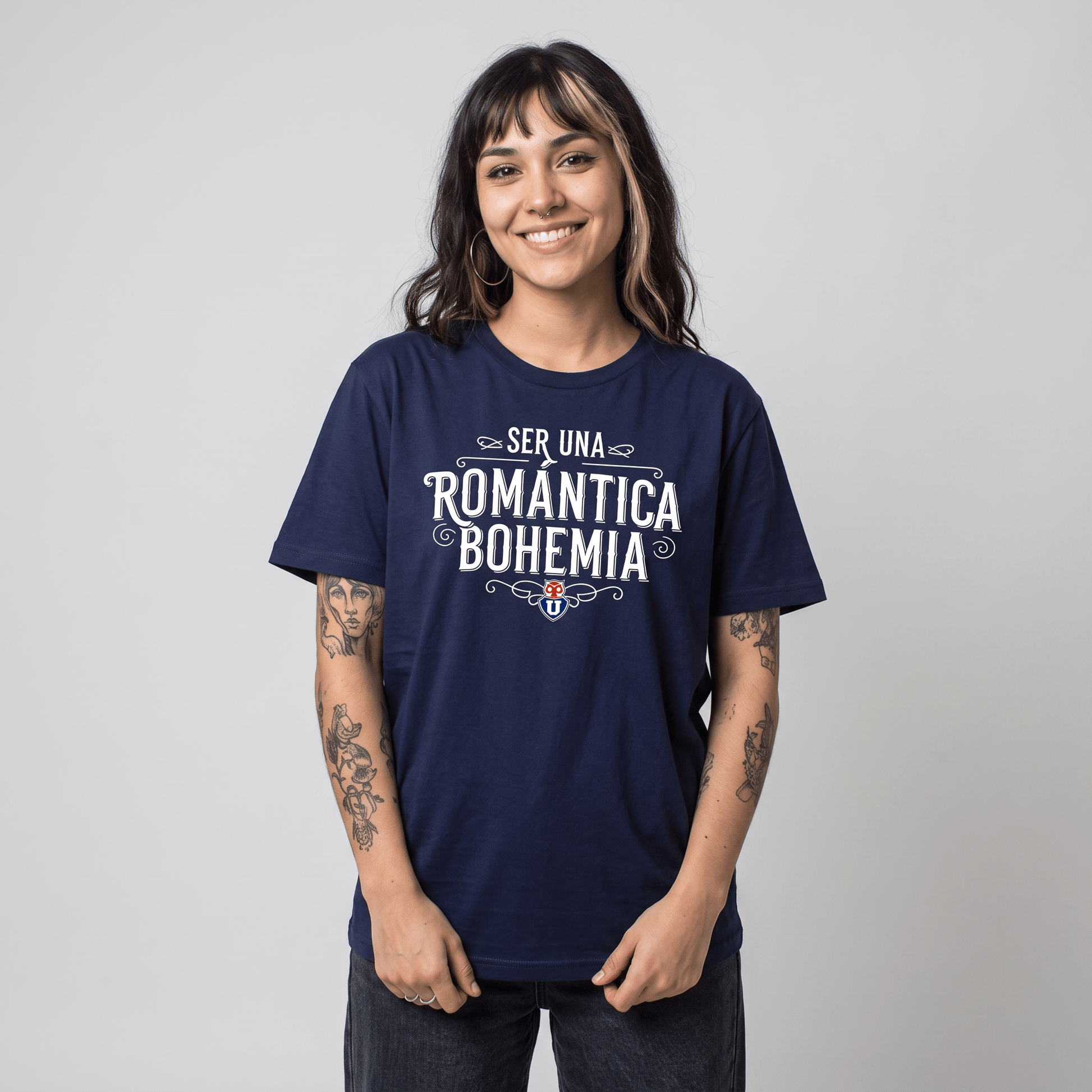Polera U. de Chile (AZUL) - ROMÁNTICA BOHEMIA (Mujer) - Poleras de la U