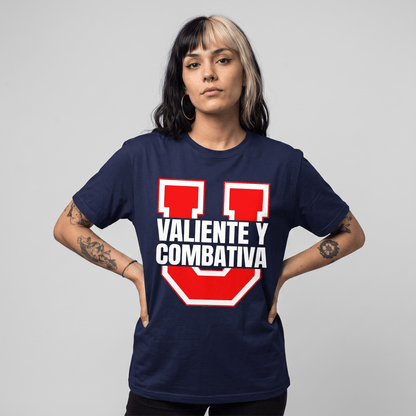 Polera U. de Chile (AZUL) - VALIENTE Y COMBATIVA - Poleras de la U