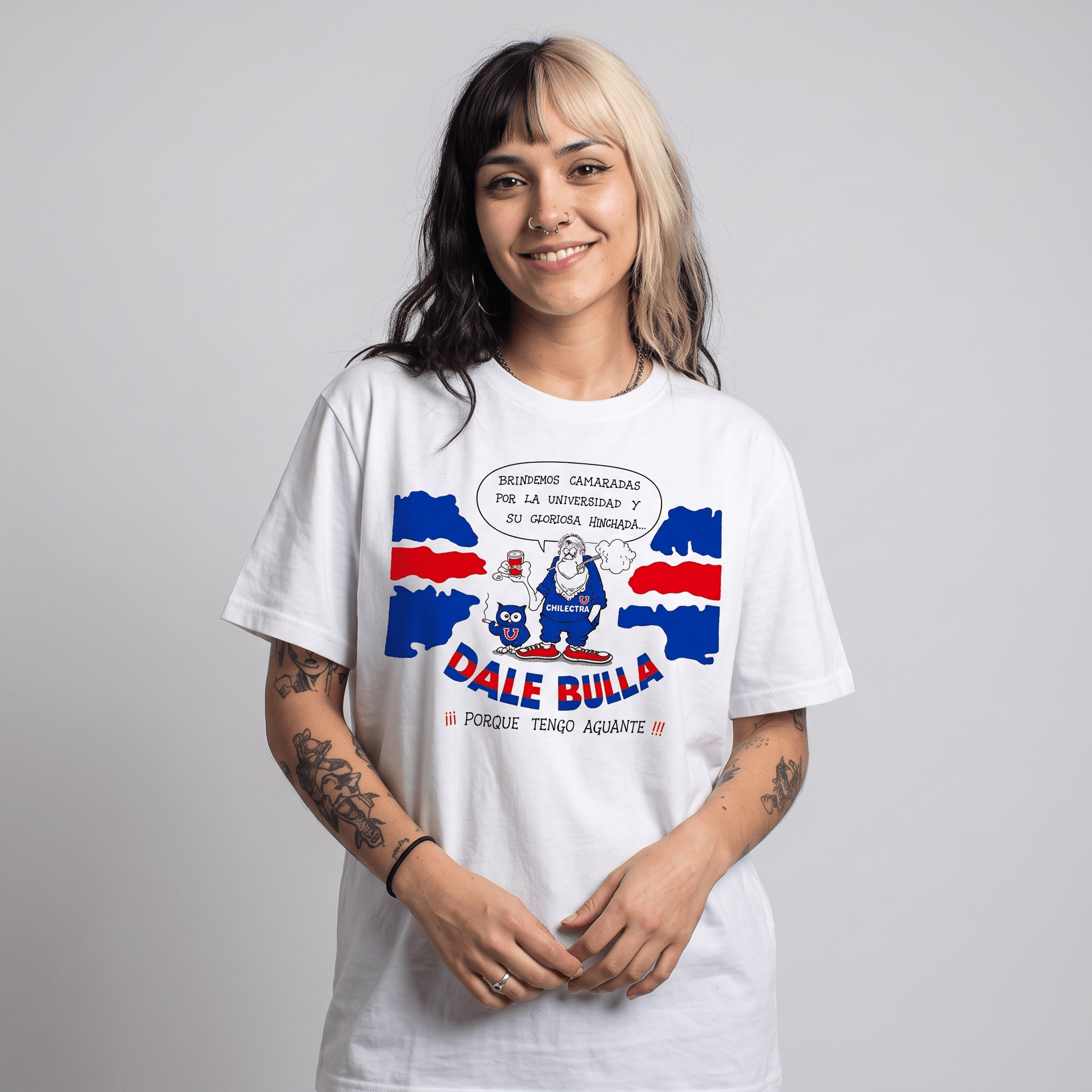 Polera U. de Chile (BLANCA) - DALE BULLA (Old School) - Poleras de la U