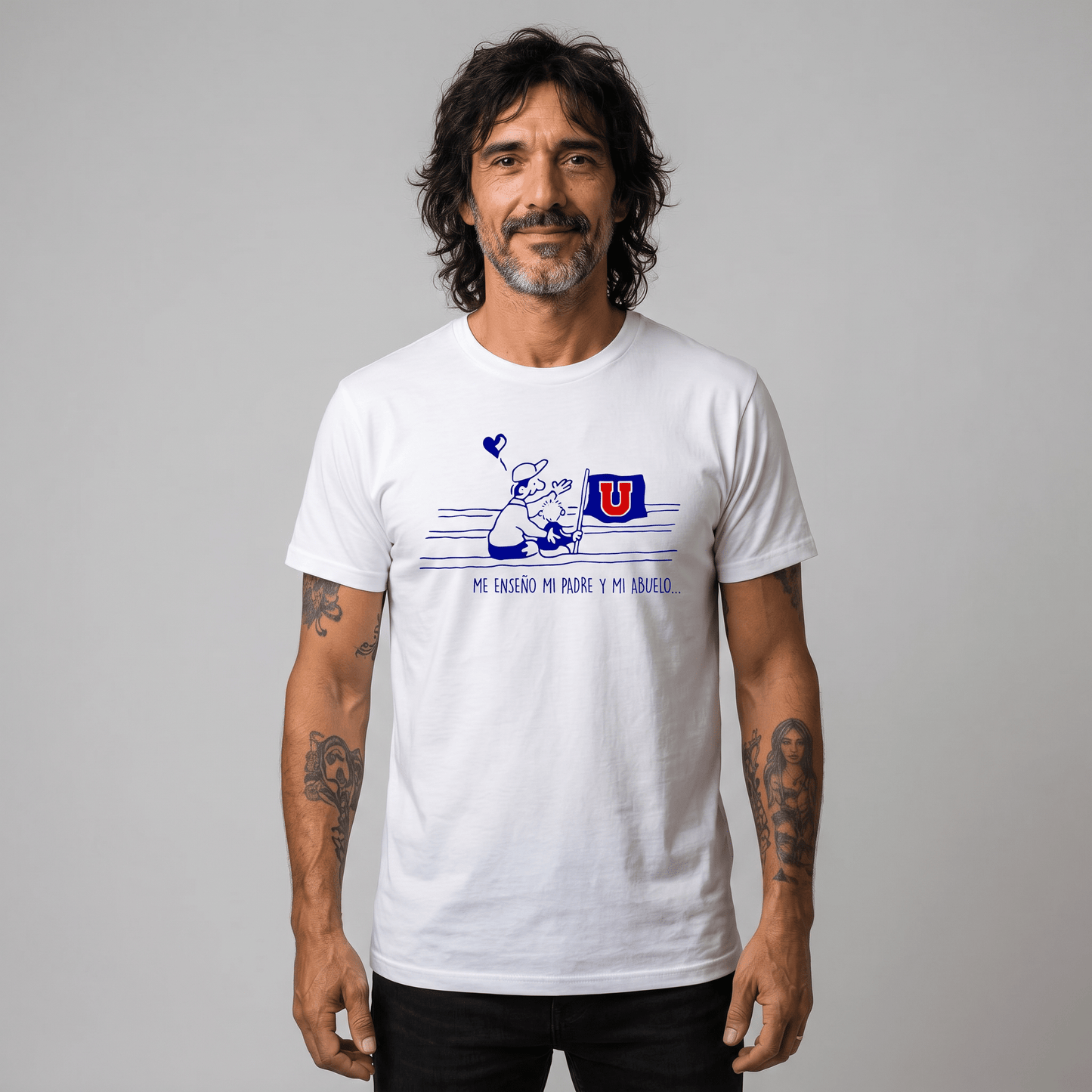 Polera U. de Chile (BLANCA) - ME ENSEÑÓ MI PADRE Y MI ABUELO - Poleras de la U