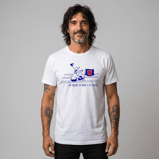 Polera U. de Chile (BLANCA) - ME ENSEÑÓ MI PADRE Y MI ABUELO - Poleras de la U