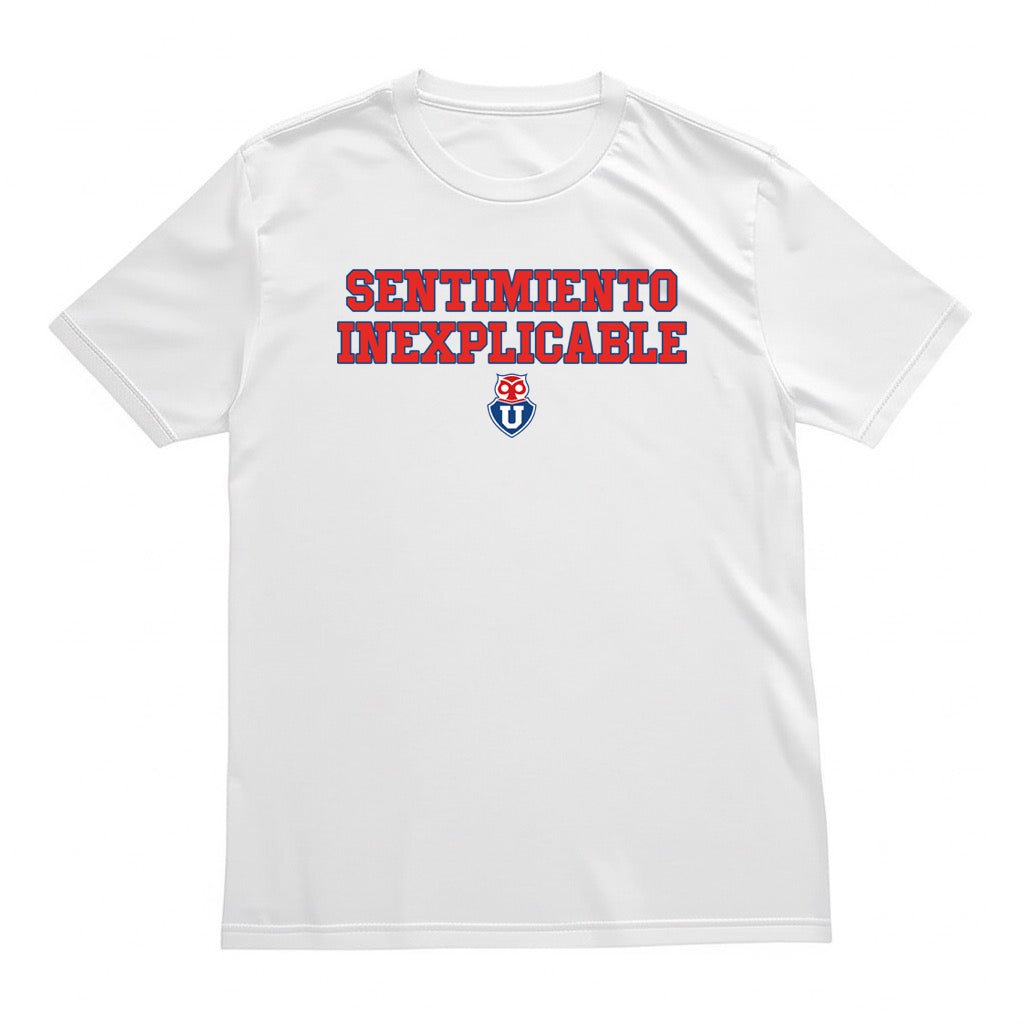Polera blanca U. de Chile Sentimiento Inexplicable | Poleras de la U
