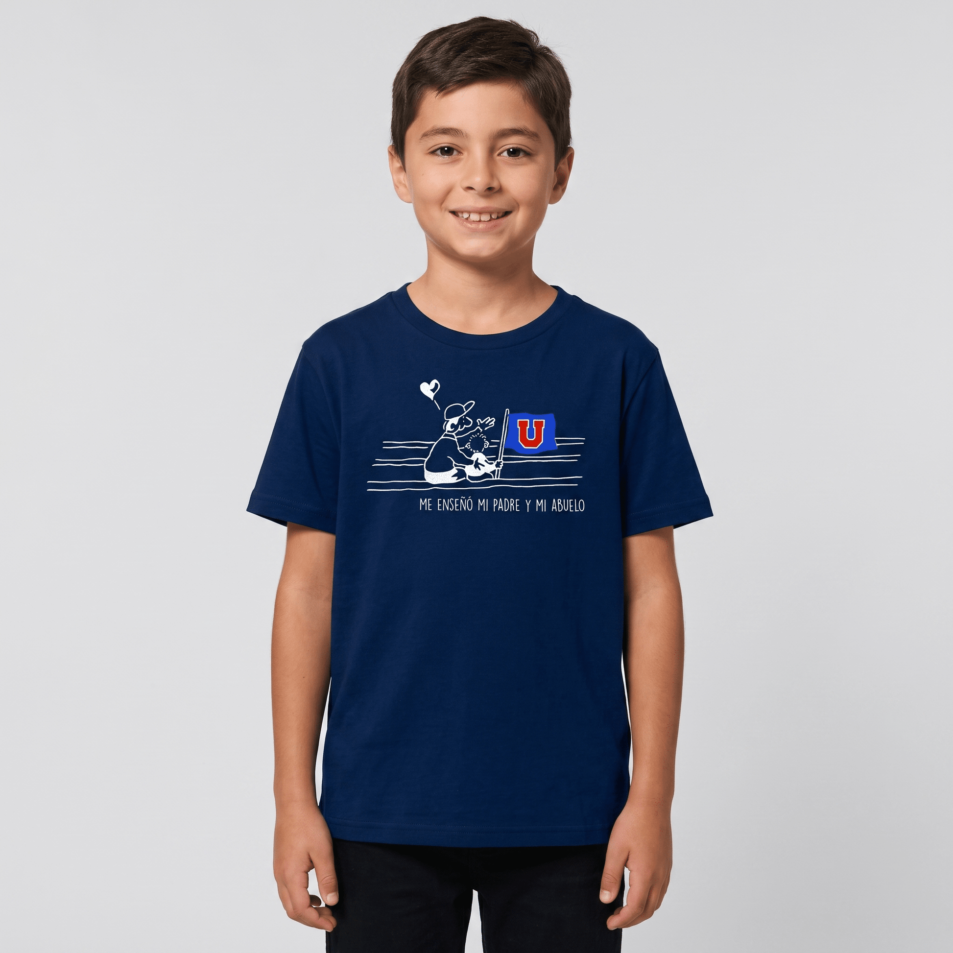 Polera U. de Chile Niño/a (AZUL) - ME ENSEÑO MI PADRE Y MI ABUELO - Poleras de la U