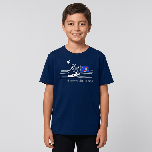 Polera U. de Chile Niño/a (AZUL) - ME ENSEÑO MI PADRE Y MI ABUELO - Poleras de la U