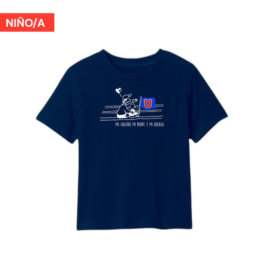 Polera U. de Chile Niño/a (AZUL) - ME ENSEÑO MI PADRE Y MI ABUELO - Poleras de la U