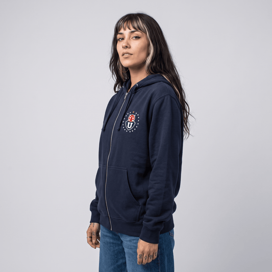 Polerón con Cierre U. de Chile (AZUL) - CHUNCHO ESTRELLAS - Poleras de la U