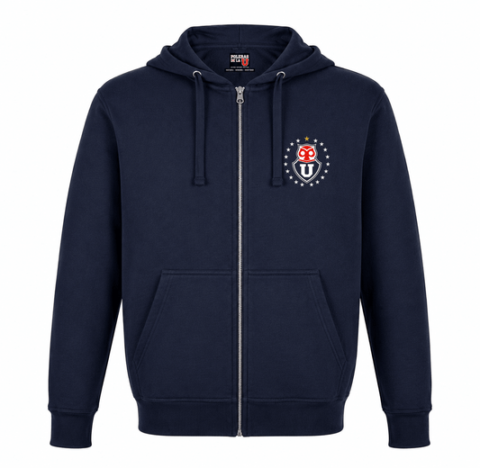 Polerón con Cierre U. de Chile (AZUL) - CHUNCHO ESTRELLAS - Poleras de la U