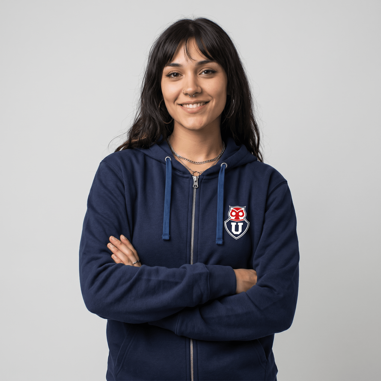 Polerón con Cierre U. de Chile (AZUL) - ESCUDO U. DE CHILE - Poleras de la U