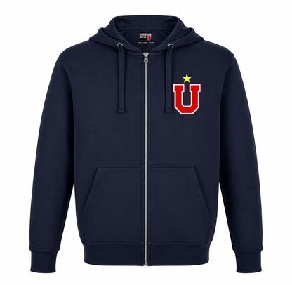 Polerón con Cierre azul U. de Chile La U en el Corazón más Estrella | Poleras de la U