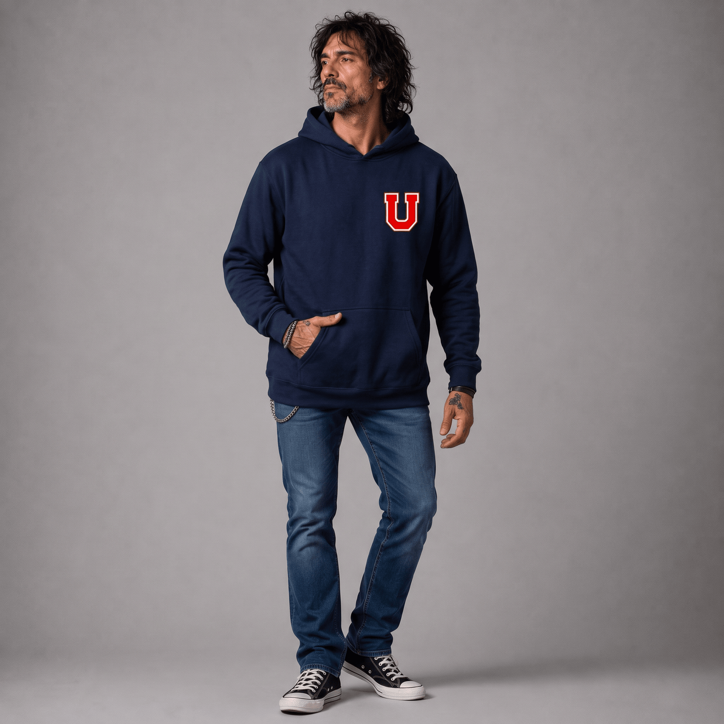 Polerón U. de Chile (AZUL) - LA "U" (en el corazón) - Poleras de la U