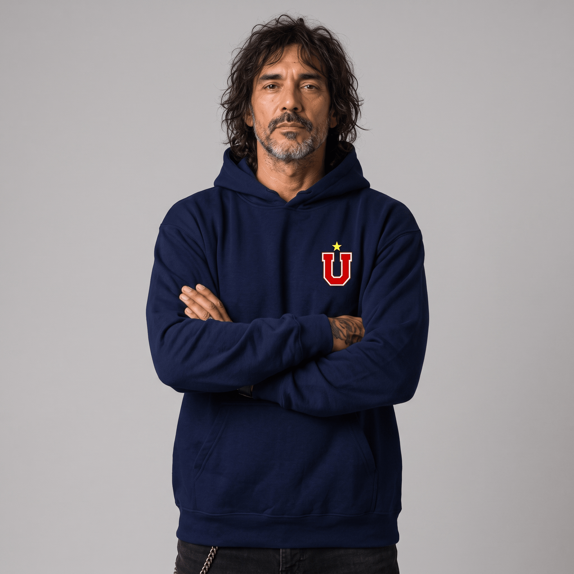 Polerón U. de Chile (AZUL) - LA "U" EN EL CORAZÓN + ESTRELLA - Poleras de la U