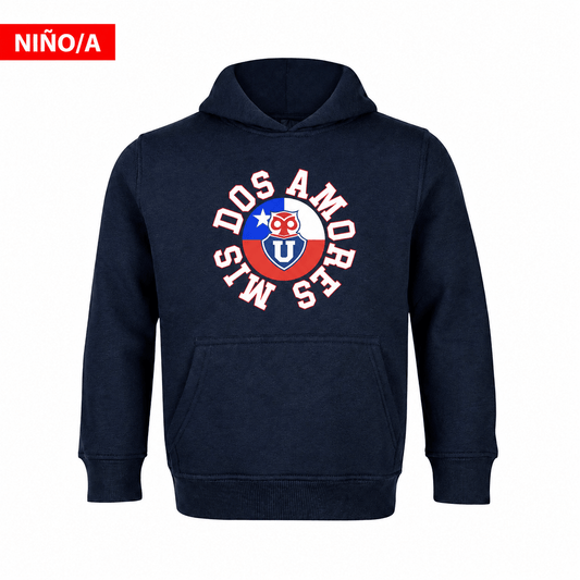 Polerón U. de Chile Niño/a (AZUL) - MIS DOS AMORES - Poleras de la U